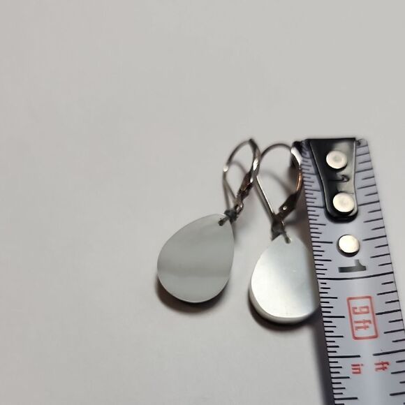 Sterling Silver and Blue Mosaic Abalone Teardrop Earrings 925 - Picture 4 of 4